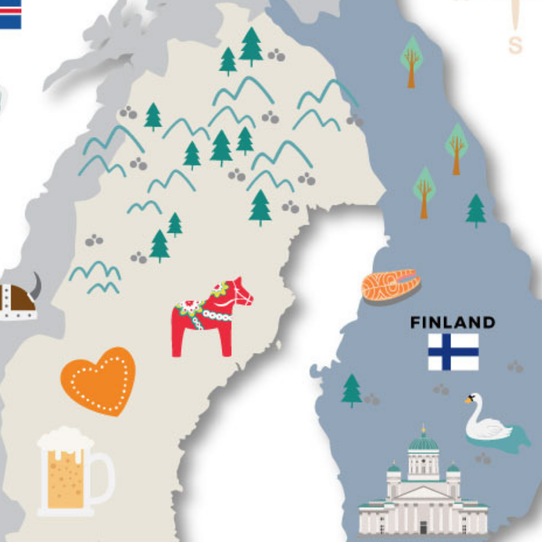 Illustrated Map of Scandinavia