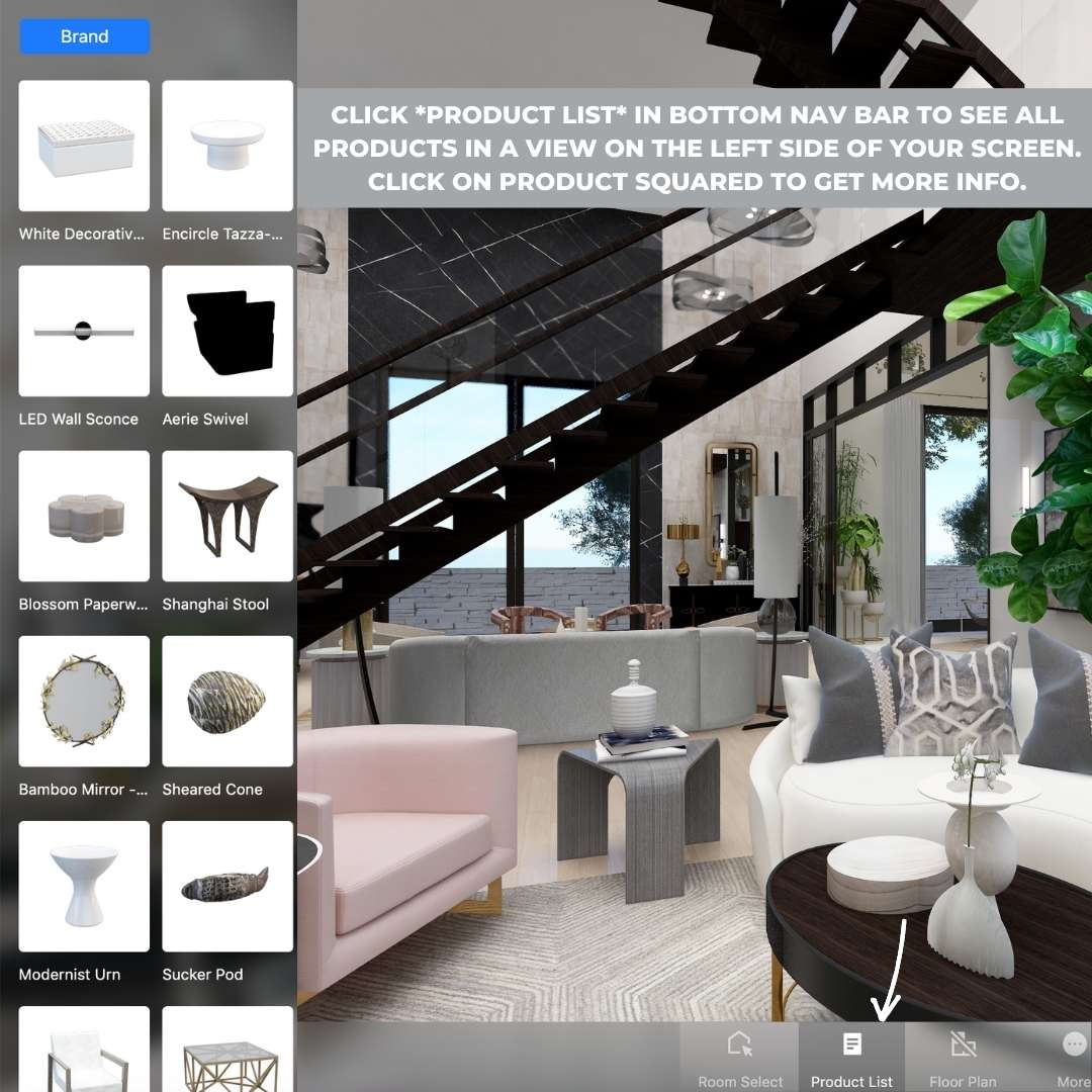 Image shows how to find the PRODUCT LIST in Seasonal Living Magazine's Virtual Designer Showhouse