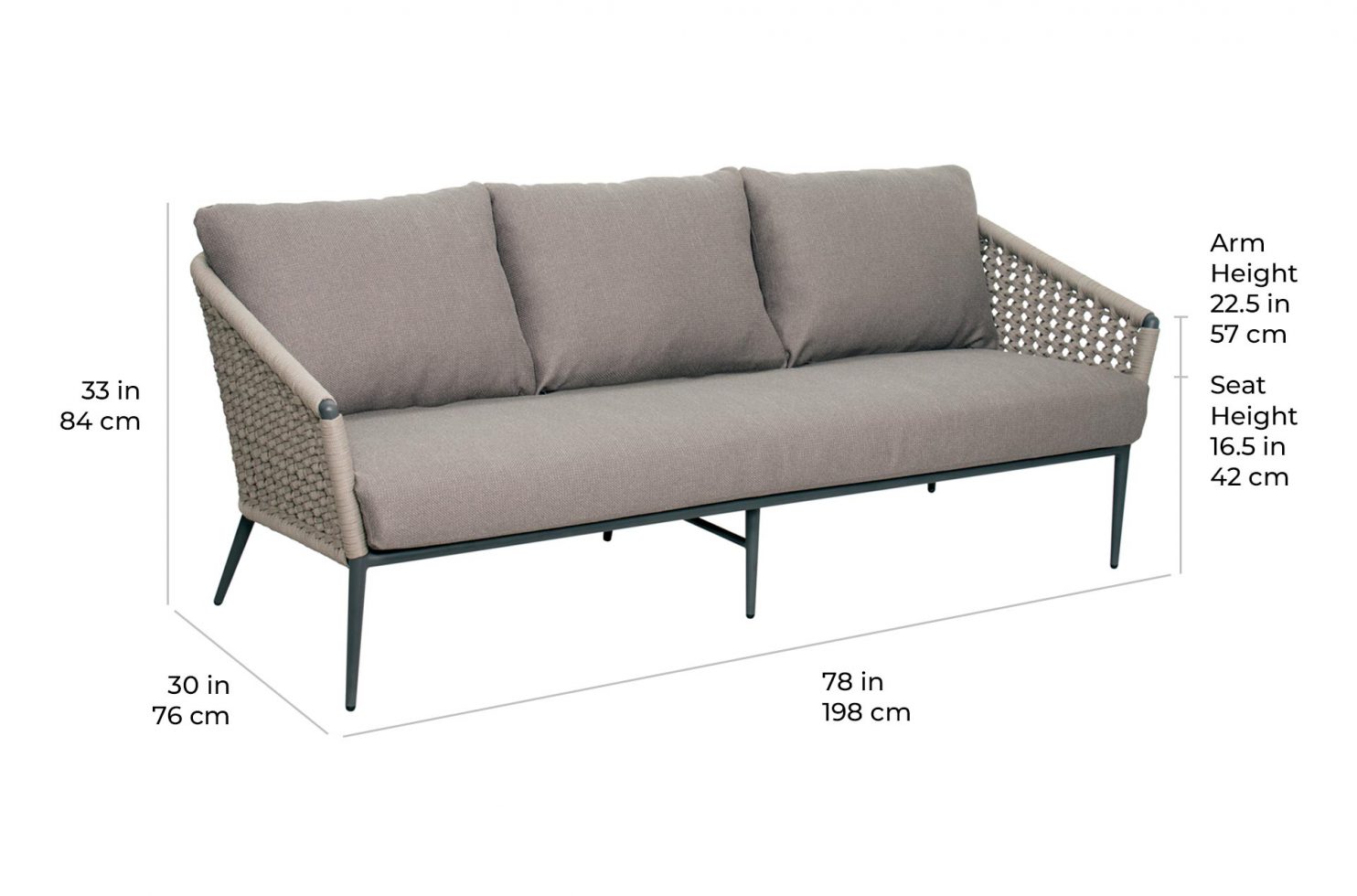 arch antilles sofa 620FT016P2 scale dims