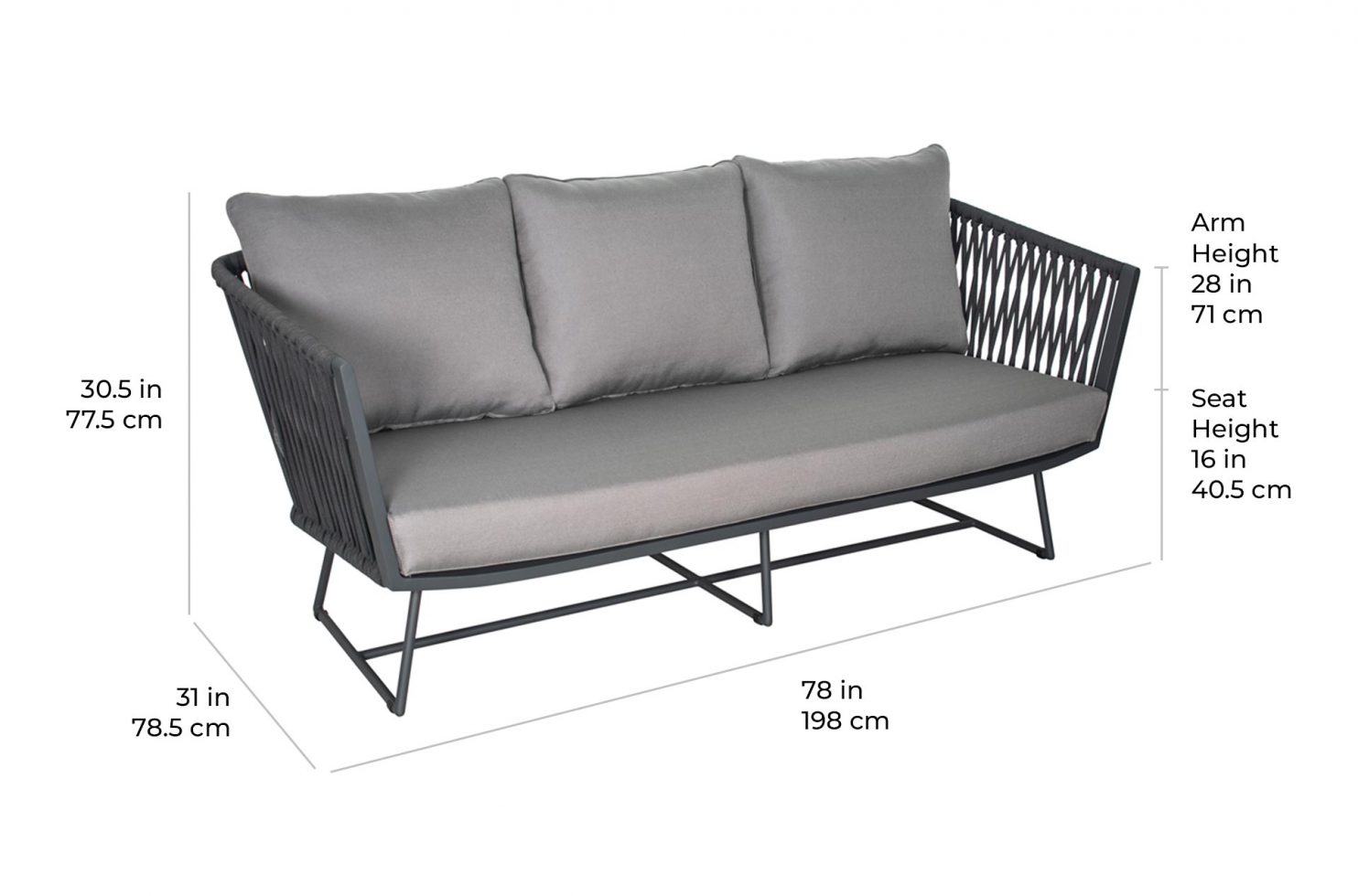 arch orion sofa 620FT081P2 scale dims