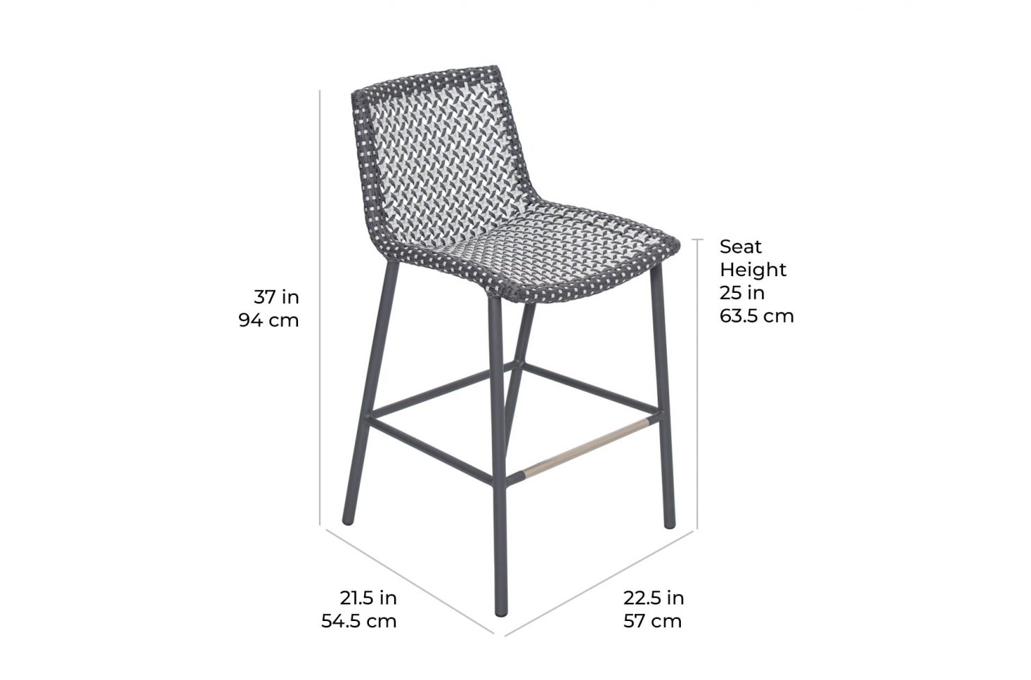 arch san blas counter chair 620FT052P2 scale dims