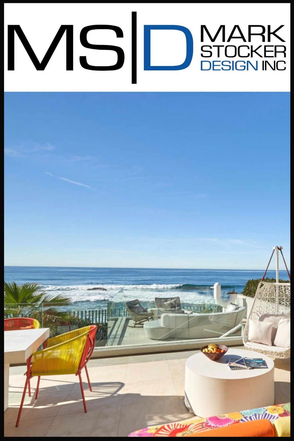 Outdoor living area in La Jolla, designed by Mark Stocker, featuring Seasonal Living outdoor furniture 