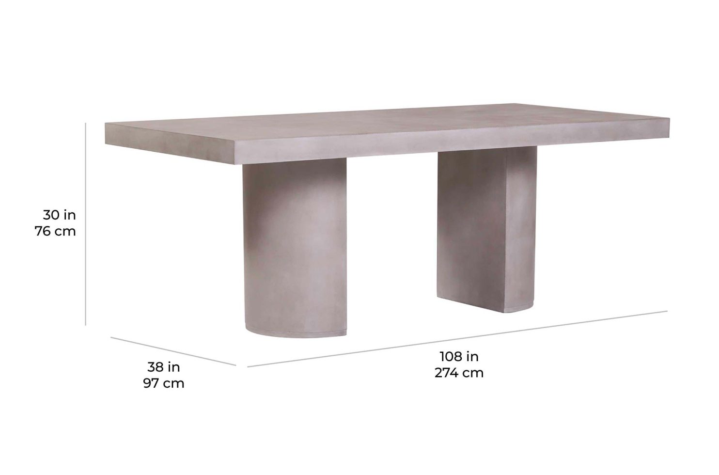 perp andoo rectangle dining table half moon pedestals scale dims